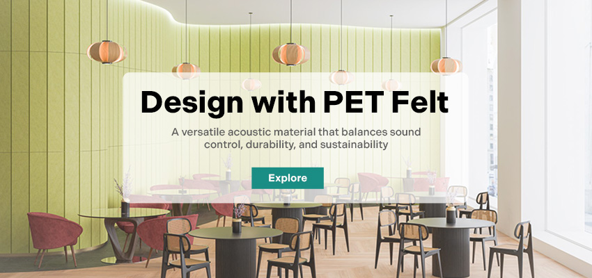 Design with PET felt - see products: https://materiallogiq.com/pet-felt/